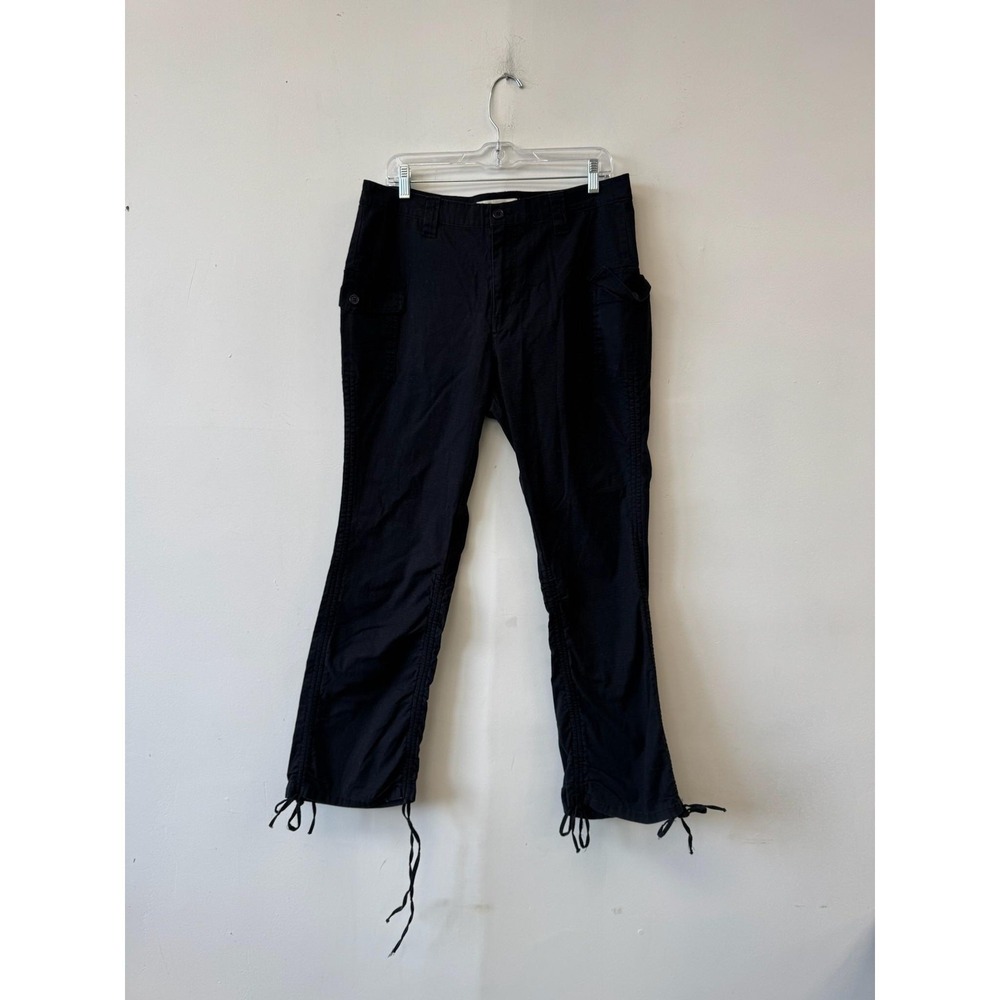 VTG Vanilla Star Pants Juniors 14 32" Black Cargo Straight‎ Leg Drawstring Hem